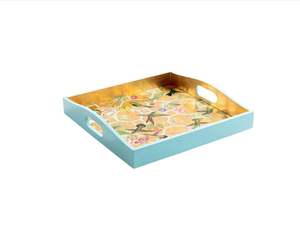 ถาดสี่เหลี่ยมใส่อาหารสัตว์เลี้ยงเคลือบแลคเกอร์ลายนกฮัมมิงเบิร์ดถาดใส่อาหาร - Product Image 2