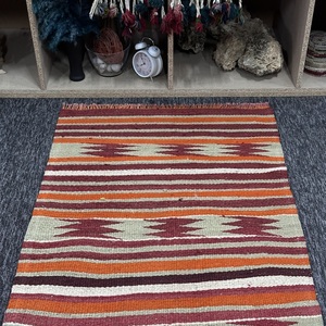 Tapis turc vintage 2,7x11,4 pi (83x346 cm), tapis Herki orange à rayures arc-en-ciel - Product Image 4