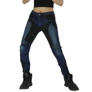 D-Ride Moto Jeans de motard bleu foncé avec panneaux noirs, respirant, séchage rapide, élégant, protection, polyester/coton, logo personnalisé - Product Image 6