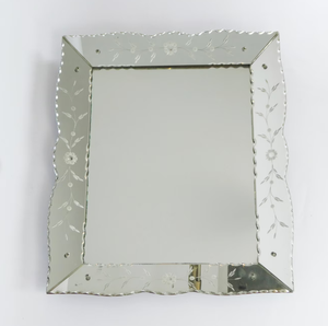 Vintage Rectangular Venetian <b>Mirror</b> with Floral Details, Venetian Ornate Wall <b>Mirror</b> - Product Image 2