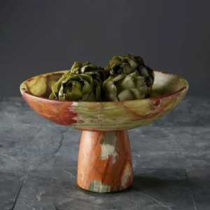 Bol à fruits en onyx, plat de service sur piédestal en pierre naturelle, compote, centre de table, vaisselle, décoration de la maison, comptoir, supports de rangement - Product Image 1