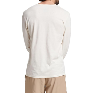 T-shirt en coton uni à manches longues et col rond pour homme, coupe classique, jersey décontracté, blanc, design simple - Product Image 4