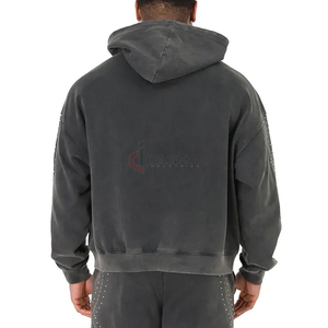 Sweat à capuche surdimensionné unisexe de haute qualité délavé à l'acide 100% coton polaire avec logo personnalisé pour hommes - Product Image 5
