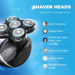 Lot de 2 têtes de rasoir de rechange à 5 lames doubles pour rasoirs électriques, étanches IPX7, pour rasoir rotatif, utilisation sur le visage - Product Image 3
