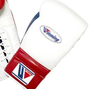 Winning <b>Lace</b> Up Boxing Gloves <b>White</b> Navy Red Premium Leather Professional Boxing Gloves Fight Training Sparring 8oz 10oz 12oz - Product Image 4