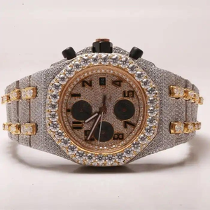 Montre en acier inoxydable de forme ronde, qualité VVS, tendance Hip Hop, sertie de diamants, directement du fabricant en Inde, qualité d'exportation - Product Image 1