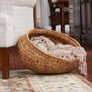 Handwoven Water Hyacinth Wicker <b>Basket</b> with Handles Handmade Storage <b>Basket</b> Wholesale eco-friendly Made by VgreenArt in Vietnam - Product Image 5