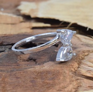 Bague ajustable en argent sterling avec topaze blanche, pierre de naissance d'avril, taille US 11, bijoux faits à la main, cadeau pour femme - Product Image 3