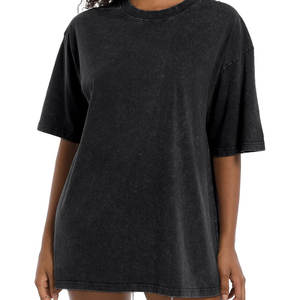 Venta al por mayor ácido lavado camiseta de gran tamaño para las mujeres Casual algodón clásico ácido lavado camisetas de gran tamaño para las mujeres - Product Image 2