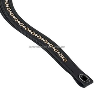 Cristales de estrella personalizados Diamante brillante Mega Bling con incrustaciones de canal vacío Banda de ceja de caballo de cuero acolchado en tamaños de mazorca completa - Product Image 4