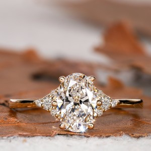 Or jaune Style classique coupe ronde laboratoire cultivé bague en diamant mariage et échantillon fiançailles Cvd Hpht diamants bijoux de fête pour femmes - Product Image 1