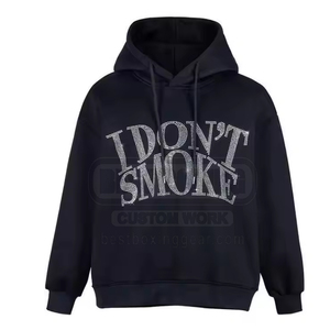 Peso pesado Cómodo Manga completa Hombres Algodón Mezclado Sudadera con capucha Mejor diseño Hombres Sudaderas con diamantes de imitación - Product Image 1