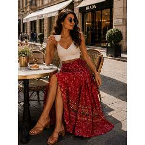 Falda Cruzada Jaipuri 100% Algodón con Estampado Neptol Hecho a Mano, Tallas hasta XXL (CWS00018) - Product Image 3
