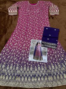 Vestido Anarkali de Georgette Real con Bordado y Lentejuelas, Vestidos Anarkali Pakistaníes para Venta de Exportación - Product Image 6