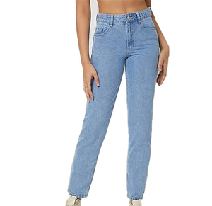 Ropa de calle en blanco para mujer, pantalones vaqueros de estilo moderno, pantalones vaqueros de talla grande para mujer, pantalones vaqueros con bolsillos, Pantalones rectos de primavera - Product Image 1