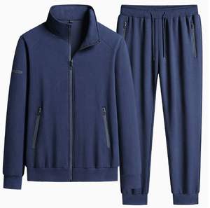 Ensemble de survêtement pour homme PASUXI, taille plus, respirant, couleur unie, veste zippée d'automne, pantalon de jogging, poches, survêtement décontracté, séchage rapide - Product Image 2