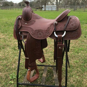 Silla de montar occidental para caballo, hecha a mano con cuero genuino, con la mejor artesanía, cómoda y hermosa. - Product Image 1
