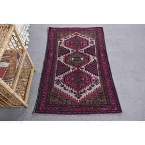 Classic Pink Brown Vintage <b>Turkish</b> Rug 3.1 X 4.9 ft Wool Large Area Living Room <b>Carpet</b> with Latex Backing for Teens Hallway Use - Product Image 1