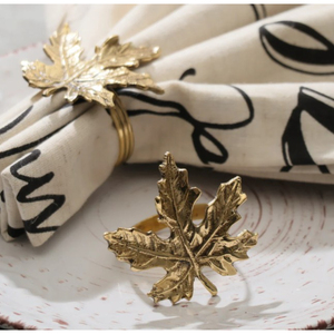 Élégant or argent feuille ronds de serviette moderne métal décoratif Serviette boucle titulaires élégant or et argent feuille ronds de serviette - Product Image 4