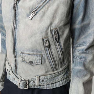 2025 vente en gros respirant logo personnalisé veste en jean personnalisé hommes Multi fermeture éclair motard Moto en détresse hommes vestes en jean oem - Product Image 3