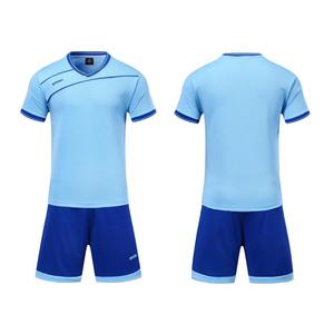 Ensemble de maillot de football à manches courtes pour hommes de haute qualité, uniforme de football pour adultes, maillot de football bleu pour garçon, nom personnalisé, numéro DIY - Product Image 2
