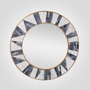 Miroir mural de haute qualité avec cadre en incrustation d'os rond, design moderne, bois, décoration traditionnelle pour la maison avec incrustations en résine de bonne qualité - Product Image 1