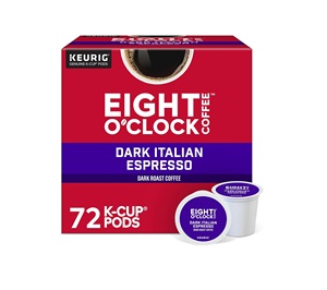 Café Eight O'Clock, Tueste Italiano Oscuro, Cápsulas K-Cup Individuales Keurig, Café de Tueste Oscuro, 72 Unidades - Product Image 1