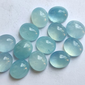 Cabujón de Aguamarina Natural 10X12mm gemas de cuarzo azul de corte ovalado piedras traseras planas para joyería piedras sueltas del fabricante - Product Image 1
