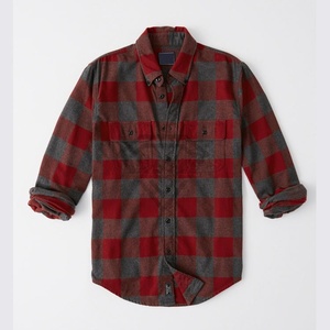 Usine en gros hommes 100% coton flanelle chemise confortable à manches longues Logo personnalisé à carreaux tricoté bouton couvert flanelle chemise - Product Image 2