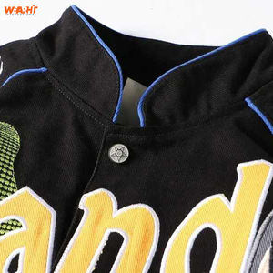 CVarsity Hommes Letterman Baseball Noir Laine Véritable Noir Manches En Cuir Veste Bleu Et noir Varsity Broderie Travail - Product Image 6