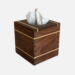 Boîte à mouchoirs rectangulaire en bois au design élégant Boîte de rangement pour serviettes Organisateur fait main Porte-serviettes en bois foncé pour bureau à domicile - Product Image 6