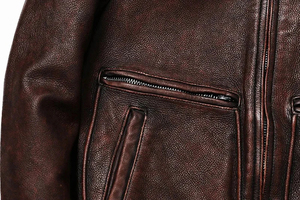 Veste moto en cuir véritable marron pour homme avec fermeture éclair, col rabattable, coupe classique, pour l'automne - Product Image 6