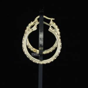 Pendientes de aro de Plata de Ley 925 de nuevo diseñador con diamantes cultivados en laboratorio de claridad VVS de corte redondo - Product Image 3