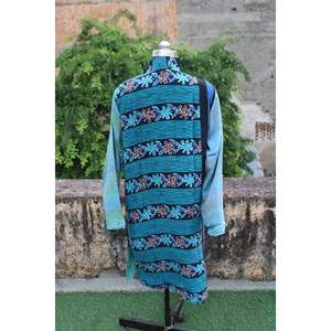 Indien fait à la main Vintage soie veste ouverte réversible Long manteau soie Robe couvrir robe - Product Image 4