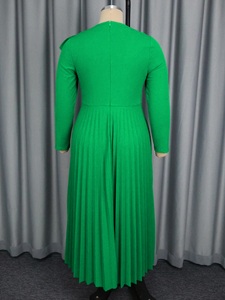 AM050803 Elegante <span class=keywords><strong>Abito</strong></span> da Chiesa Verde a Maniche Lunghe con Design a Libellula e Plissettatura a Linea A <span class=keywords><strong>per</strong></span> <span class=keywords><strong>Natale</strong></span> - Product Image 6