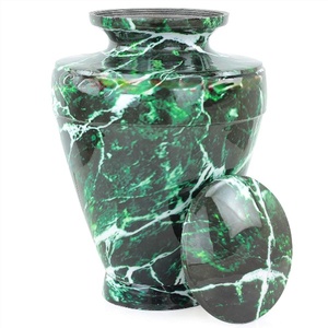 Urnas de cremación de metal de aluminio para cenizas y restos mortales | Hermosas urnas hechas a mano para humanos y mascotas (mármol verde) - Product Image 6