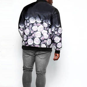 Chaqueta Bomber de sublimación de satén para hombre 2021, tela de lona de alta calidad, cuello levantado, nueva moda, estilo callejero, ropa de invierno - Product Image 3