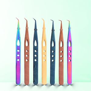 Outils de précision pour les cils, vente en gros OEM, fabricant de pinces à cils, pinces à cils courbées et droites, pinces à extensions de cils en acier inoxydable - Product Image 3