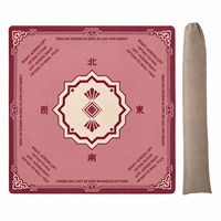 Tapis de jeu de mahjong américain personnalisé pour quatre joueurs, en caoutchouc, imprimé géométrique rose, guide de direction, règles, OEM, ODM, logo, graphisme, emballage