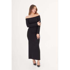 Robe décontractée noire en gros avec détail taille froncée - Product Image 5