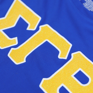 Sigma Gamma Rho <b>Glitter</b> Dry Fit T Shirt Royal <b>Blue</b> Womens Greek Letter Tee SGR Sorority Apparel Short Sleeve Athletic Fit - Product Image 5
