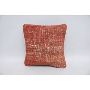 Red Ikat Vintage Embroidered Wool <b>Pillow</b> 12x12 Inch Soft Modern Fabric Cushion for Sofa Home Decor Woven Patchwork Feature - Product Image 1