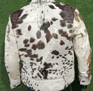 แจ็คเก็ตหนังวัวสำหรับผู้ชายแจ็คเก็ตหนังพิมพ์ลายวัว - Product Image 4