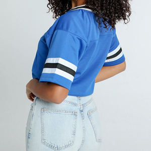 Loose Women's Short Sleeved V Neck Casual Top Football Sports Jersey Football Top - Product Image 2