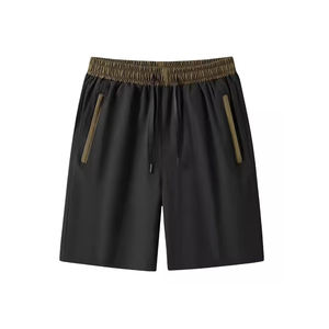 กางเกงขาสั้นผู้ชายน้ำหนักเบามีกระเป๋าด้านในสีดำล้วนมีเชือกผูกเอว - Product Image 1