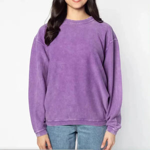 Plain Blank Acid Wash <b>Women's</b> Custom Printed <b>Long</b> Streetwear <b>Sweatshirt</b> 100% Cotton Plus Size Oversized High Quality <b>Sweatshirts</b> - Product Image 6