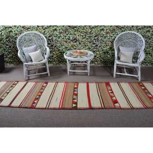 Alfombra Turca de 2.6x13.4 pies, Alfombra Vintage, Alfombra Blanca Ombré - Product Image 3