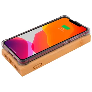 Gadgets promotionnels personnalisés : Power Bank sans fil en bambou Decibel - Product Image 2
