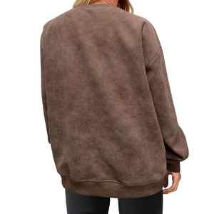 Sudadera de hombro caído de gran tamaño para mujer OEM venta al por mayor ropa informal de secado rápido transpirable personalizada - Product Image 2