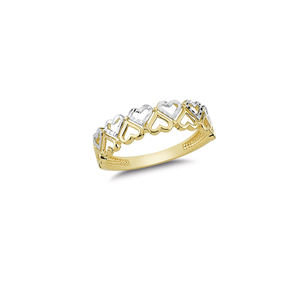 Bagues en or massif 14K, bracelet de mariage, bague en forme de cœur pour femmes, bagues d'amoureux, bijoux fantaisie, diamant coupé, deux tons, bijoux en or 2 grammes - Product Image 4